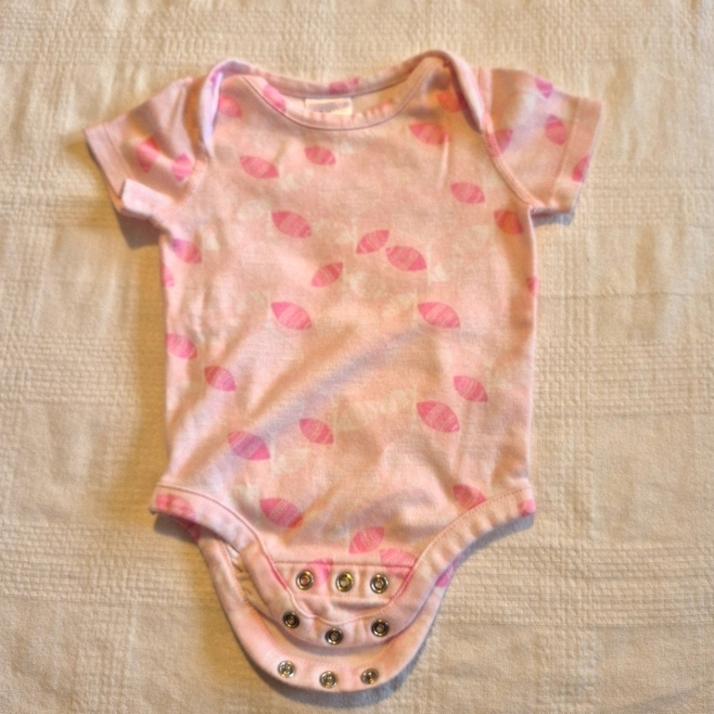 Hanna Andersson girls size 60 or 3-6 months pink & white body suit VGUC